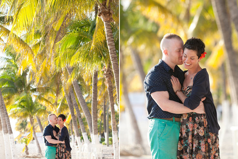 Couple kissing on beach in Mexico