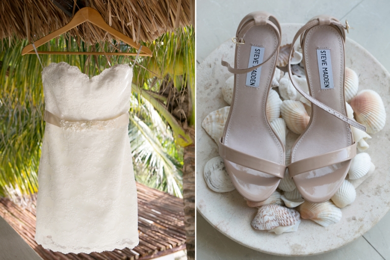 Short wedding dress and shoes