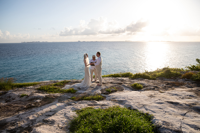 Destination wedding on Isla Mujeres overlooking the ocean.